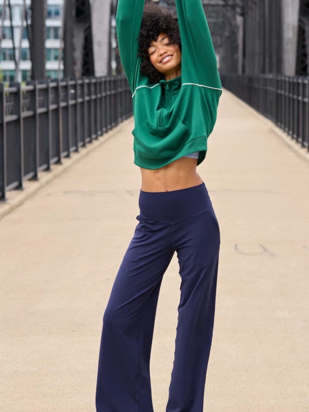 aerie Offline High-Rise wide leg Leggings in Deep Navy